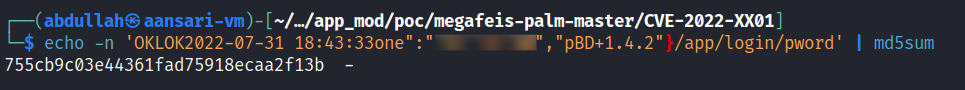 WithSecure also put the "AbdullahMKey" header value through a MD5 hash tool, which outputed the same hash value as "FinalDigest" and "AbdullahMKey"